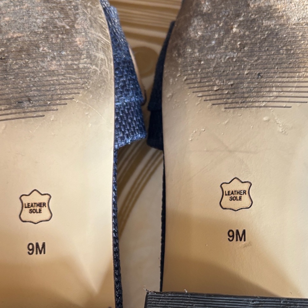 Talbots Viv Buckle Raffia Slides Indigo Blue Size 9 - Picture 6 of 6